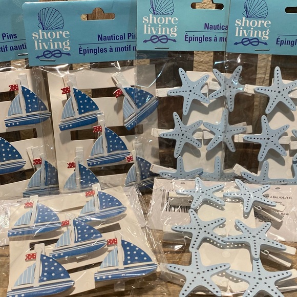 Sailboat Clips & Starfish Clips, Nautical Decorative Wood Clips, Nautical Clips - Picture 3 of 16